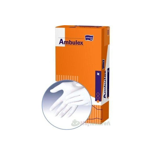 Ambulex rukavice LATEXOVÉ veľ. M,nesterilné, pudrované 100ks