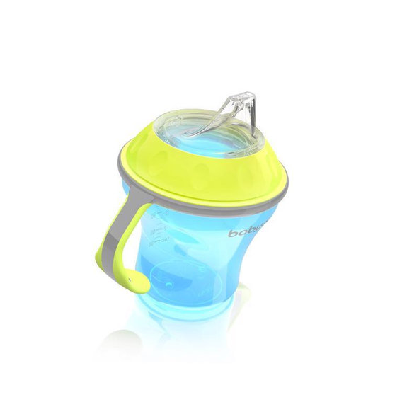 BABYONO Hrnček netečúci s mäkkým náustkom Natural Nursing 180 ml - modrá