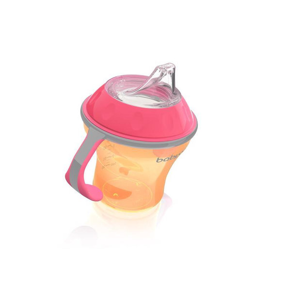 BABYONO Hrnček netečúci s mäkkým náustkom Natural Nursing 180 ml - oranžová