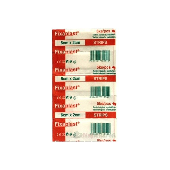 FIXAplast STRIPS náplasť textilná s vankúšikom (6x2cm)  5ks