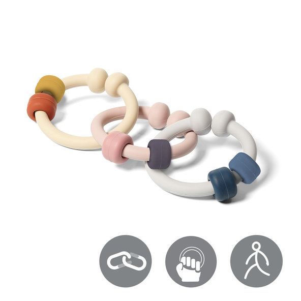 BABYONO Hryzačka silikónová krúžky 3 ks Link  3m+