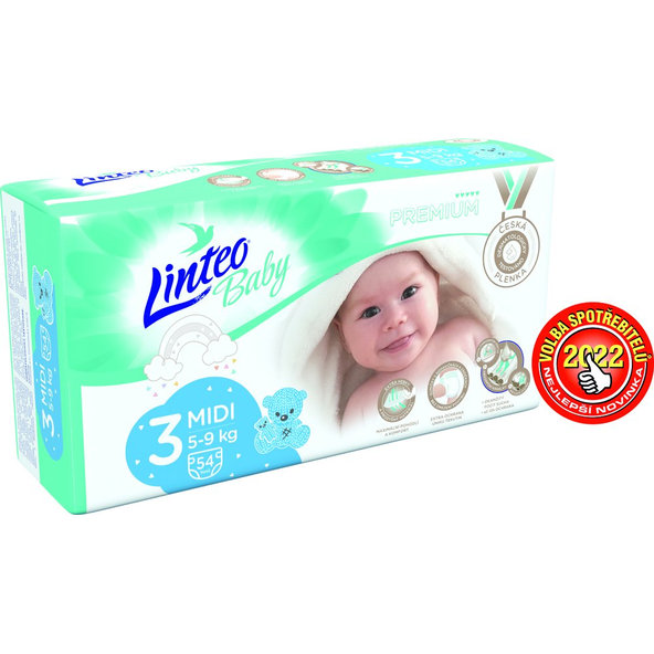 LINTEO BABY Plienky Baby Prémium MIDI (5-9 kg) 54 ks