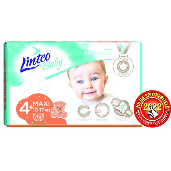 LINTEO BABY Plienky Baby Prémium MAXI+ (10-17 kg) 46 ks