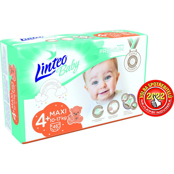 LINTEO BABY Plienky Baby Prémium MAXI+ (10-17 kg) 46 ks