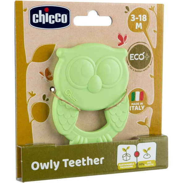 CHICCO Hryzačka Eco+ Sova Owly zelená 3m+