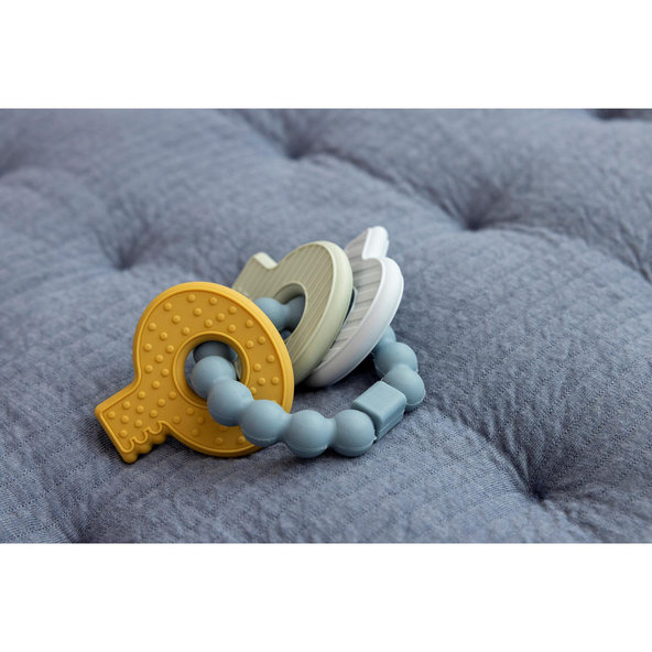 LITTLE DUTCH Hryzátko silikónové kľúče modré