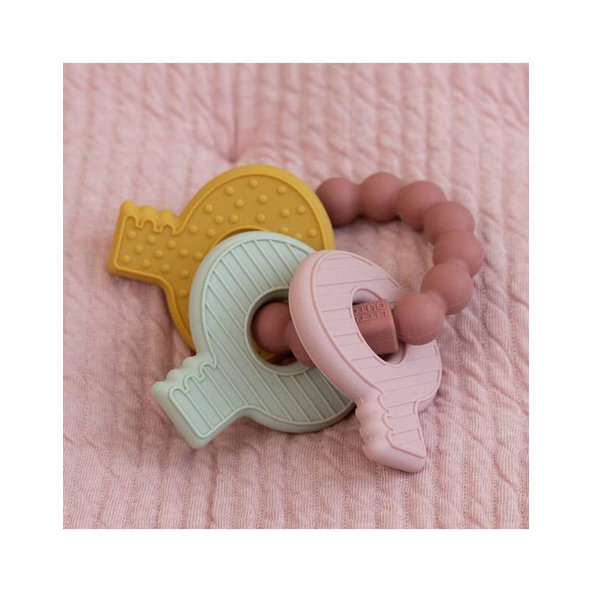 LITTLE DUTCH Hryzátko silikónové kľúče ružové
