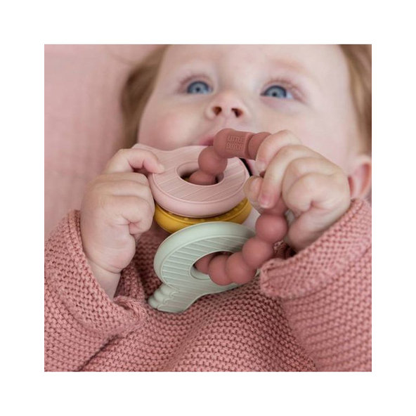 LITTLE DUTCH Hryzátko silikónové kľúče ružové