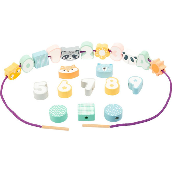 SMALL FOOT Navliekanie korálok v pastelových farbách