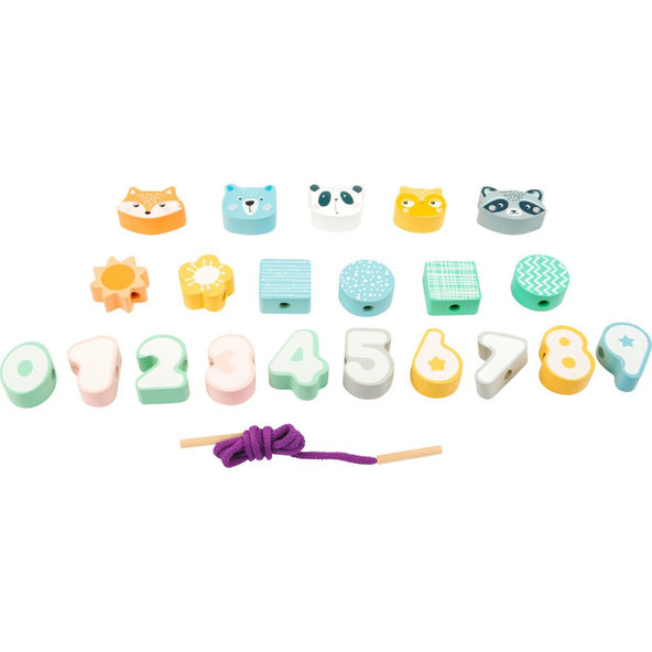 SMALL FOOT Navliekanie korálok v pastelových farbách