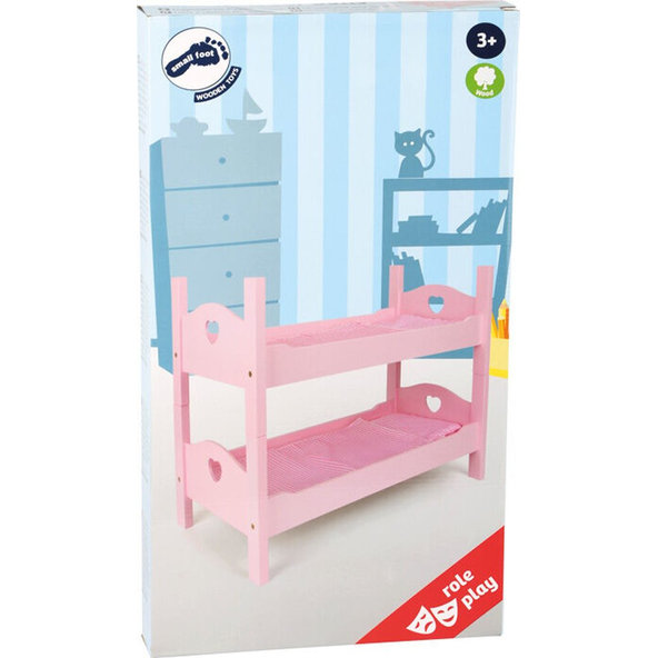 SMALL FOOT Postieľka poschodová pre bábiky ružová