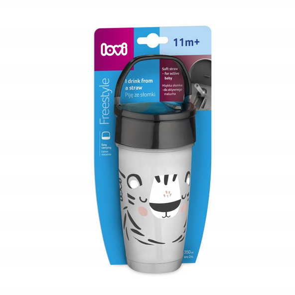 LOVI Môj hrnček so slamkou Salt&Pepper Active 350 ml