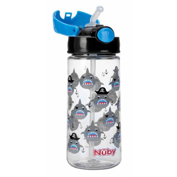 NUBY Fľaša športová netečúca so slamkou 530 ml, modrá, 4+