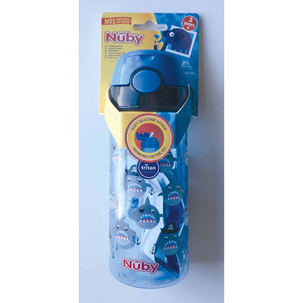 NUBY Fľaša športová netečúca so slamkou 530 ml, modrá, 4+