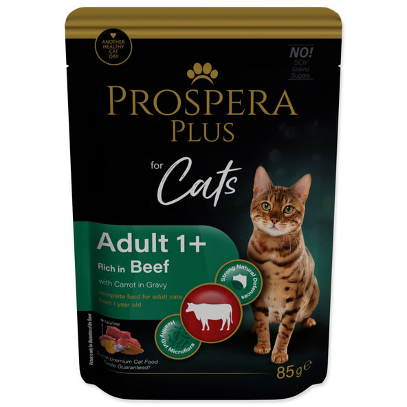 Prospera Plus Adult 1+ kapsička pre mačky hovädzie a mrkva 28 x 85 g