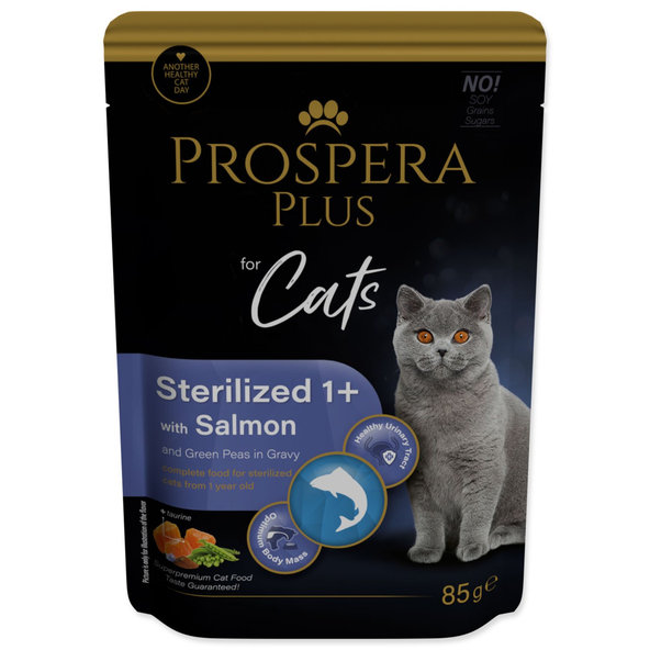 Prospera Plus Sterelized 1+ Cat kapsička losos hrášok 28 x 85 g