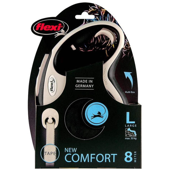Vodítko Flexi New Comfort páska L 8 m čierne (do 50 kg)