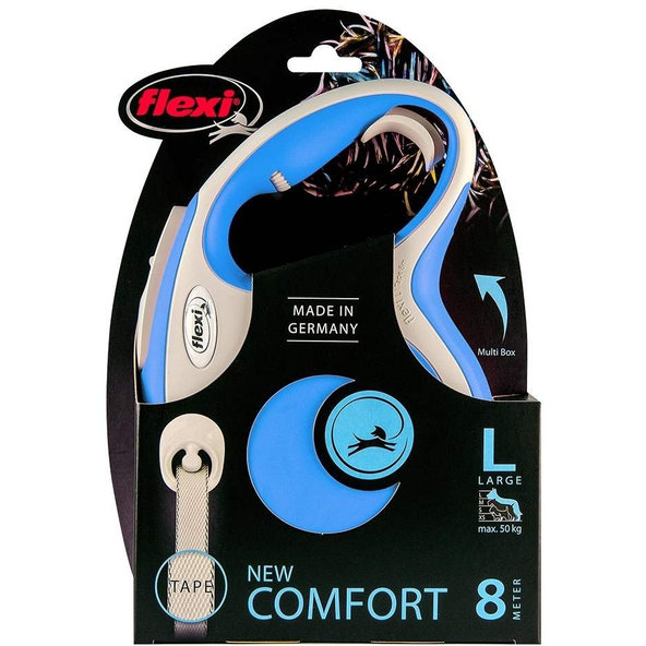 Vodítko Flexi New Comfort páska L 8 m modré (do 50 kg)