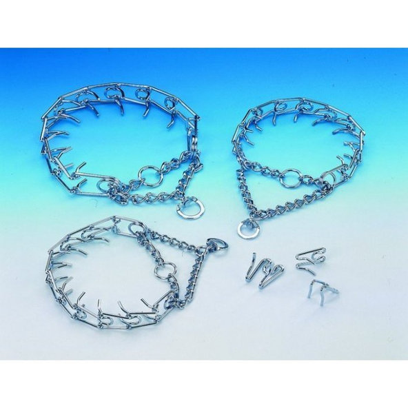 Pevný reťazový ostnatý obojok z chrómu pre psy L 64cm