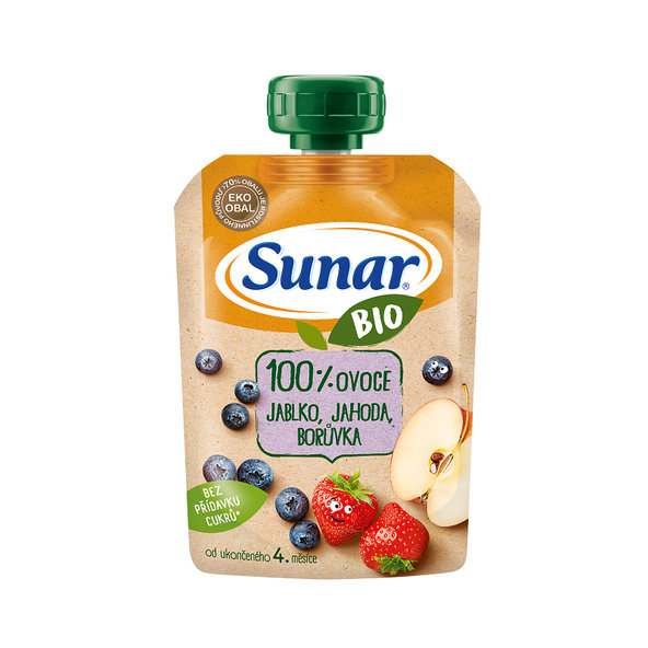 12x SUNAR BIO kapsička Jablko, jahoda, borůvka 100 g