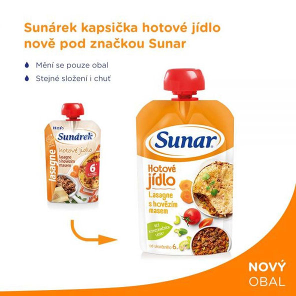 6x SUNAR Kapsička - Lasagne s hovězím masem 120 g