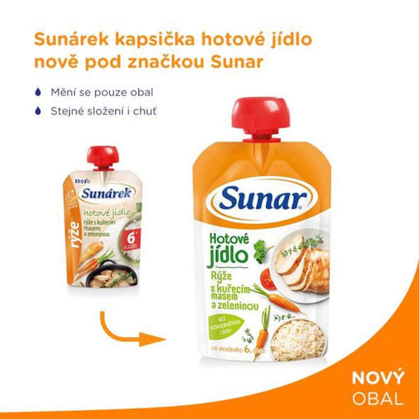 6x SUNAR Kapsička - Rýže s kuřecím masem a zeleninou 120 g
