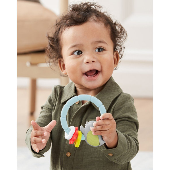 SKIP HOP Hryzačka s hrkálkou Silver Lining Vtáčik 3m+