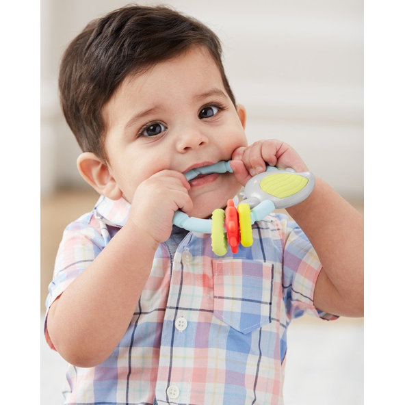 SKIP HOP Hryzačka s hrkálkou Silver Lining Vtáčik 3m+