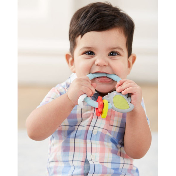 SKIP HOP Hryzačka s hrkálkou Silver Lining Vtáčik 3m+