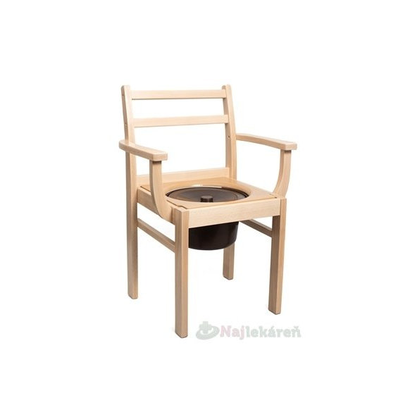 Toaletné kreslo drevené TK-D nosnosť do 115 kg, farba prírodná 1 ks