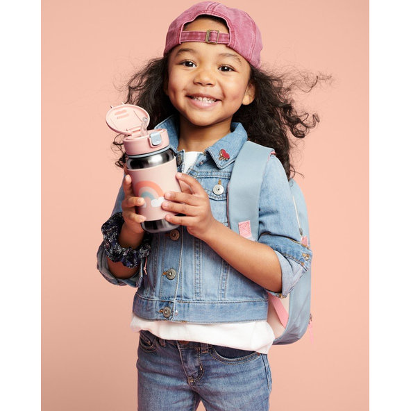 SKIP HOP Spark Style Fľaša so slamkou na vodu nerez Dúha 12m+