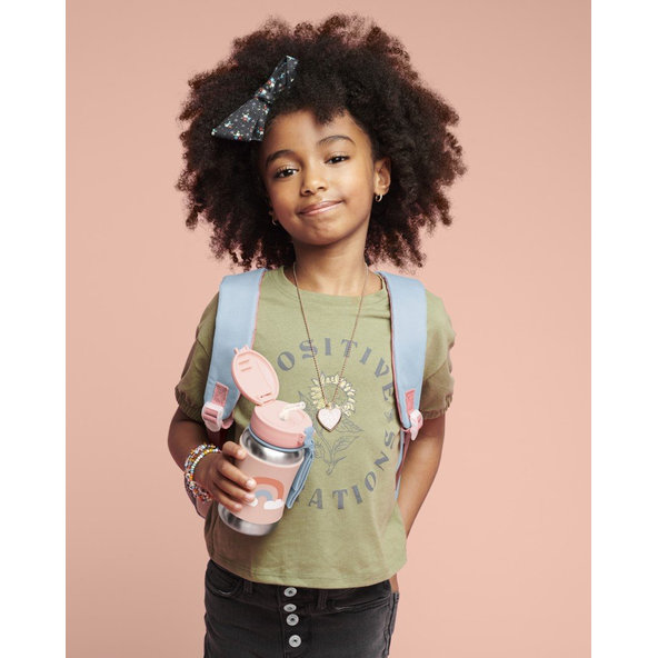 SKIP HOP Spark Style Fľaša so slamkou na vodu nerez Dúha 12m+