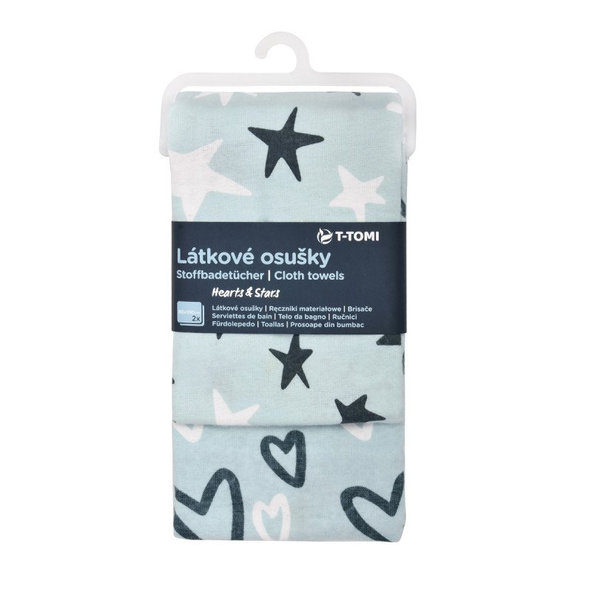 T-TOMI Osušky látkové 100 x 80 cm, 2 ks, hearts&stars
