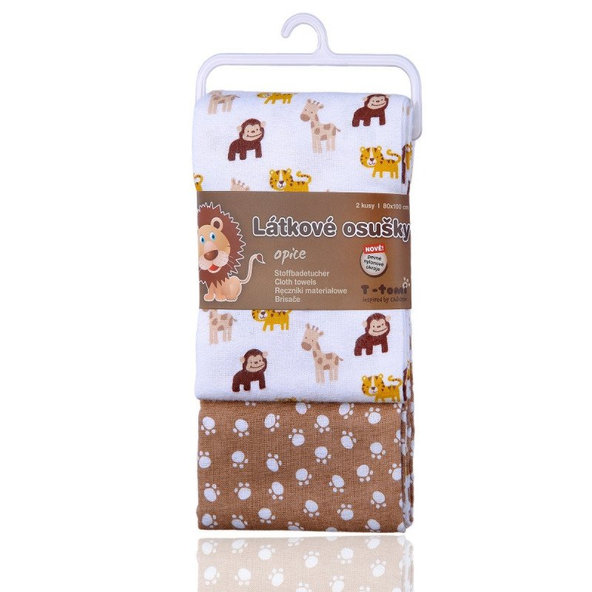 T-TOMI Osušky látkové 100 x 80 cm, 2 ks, opice