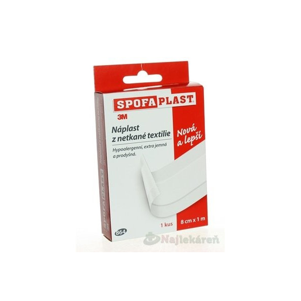 3M SPOFAPLAST č.864 Náplasť z netkanej textílie 8cmx1m jemná pás 1ks