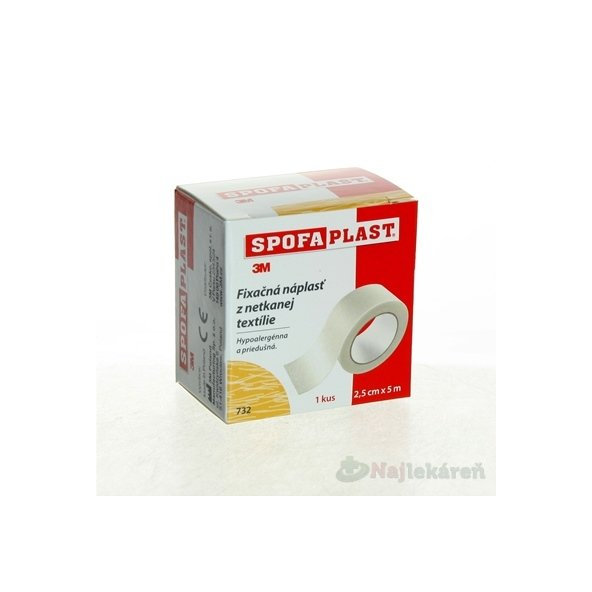 3M SPOFAPLAST č.732 Fixačná náplasť (2,5cmx5m) z netkanej textílie, cievka 1ks