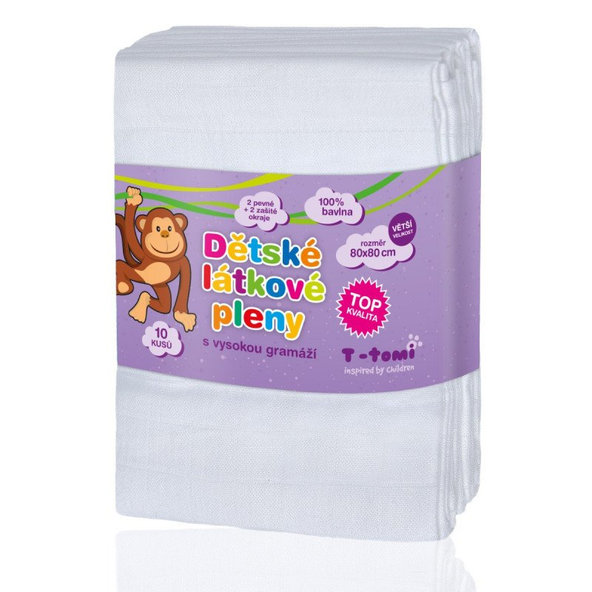 T-TOMI Plienky látkové TETRA 80 x 80 cm, 10 ks