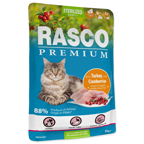 Rasco Premium Sterilized kapsička morka s brusnicou 28 x 85 g