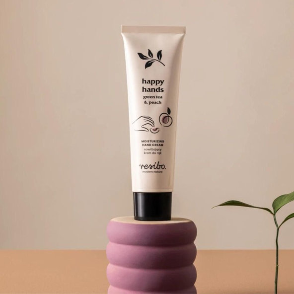 Hydratačný krém na ruky zelený čaj a broskyňa Happy Hands Resibo 50 ml