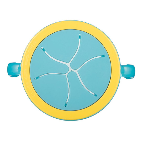 CANPOL BABIES Miska s viečkom a silikónovým otvorom Hello Little 200 ml tyrkysová