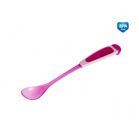 CANPOL BABIES Lyžička s dlhou rukoväťou - ružová