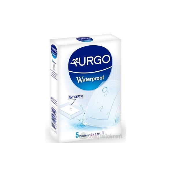 URGO Waterproof náplasť antiseptická, vodeodolná, priehľadná, (10x6cm) 5ks