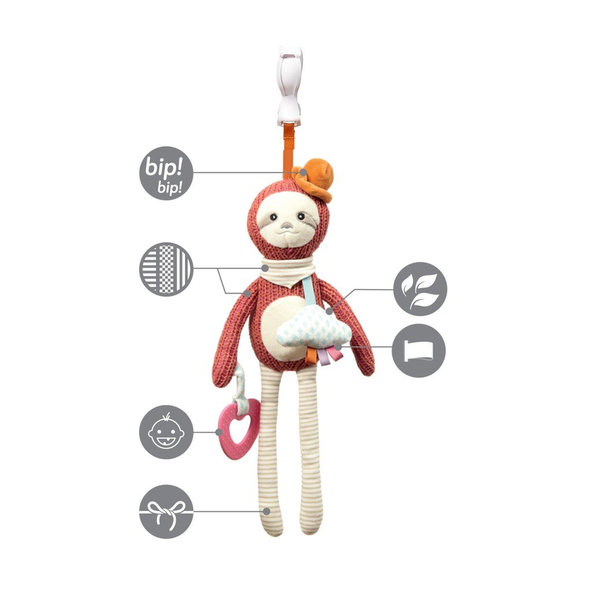 BABYONO Hračka edukačná závesná s hryzačkou leňochod Leon 0m+