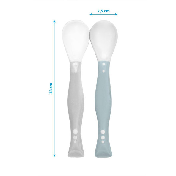 BABYONO Lyžičky flexi 2 ks šedo/modré pastel