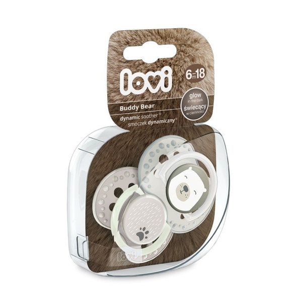 LOVI Silikónový cumlík dynamický Buddy Bear 6-18m 2 ks