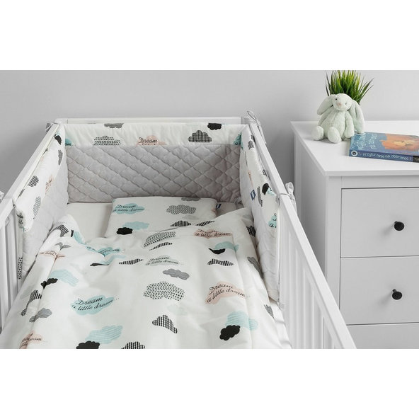 SENSILLO Mantinel do postieľky velvet CLOUDS PLUSH KARO 180x30 cm