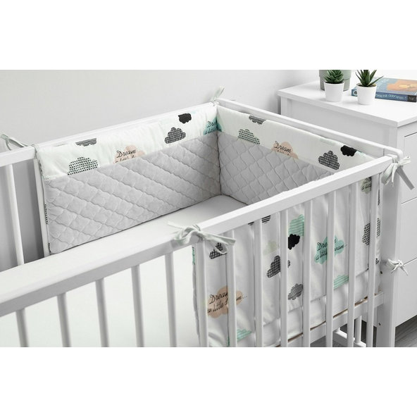 SENSILLO Mantinel do postieľky velvet CLOUDS PLUSH KARO 180x30 cm