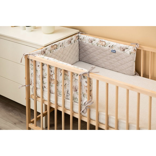 SENSILLO Mantinel do postieľky velvet DEERS GREY PLUSH KARO 180x30 cm