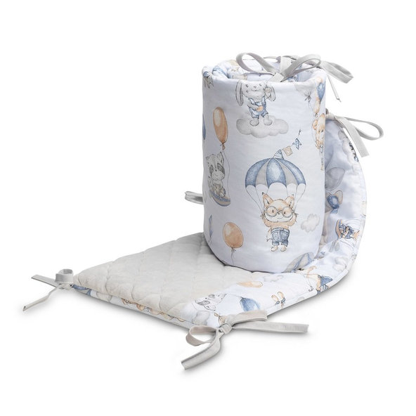 SENSILLO Mantinel do postieľky velvet FLIGHT IN CLOUDS PLUSH KARO 180x30 cm