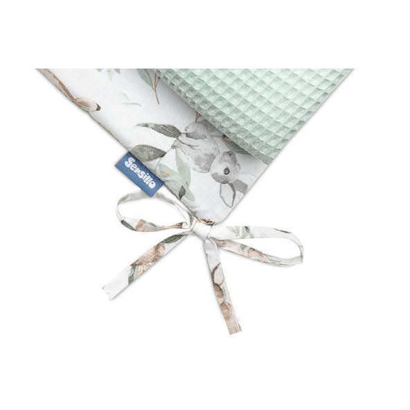 SENSILLO Mantinel do postieľky waffle DEERS MINT 180x30 cm